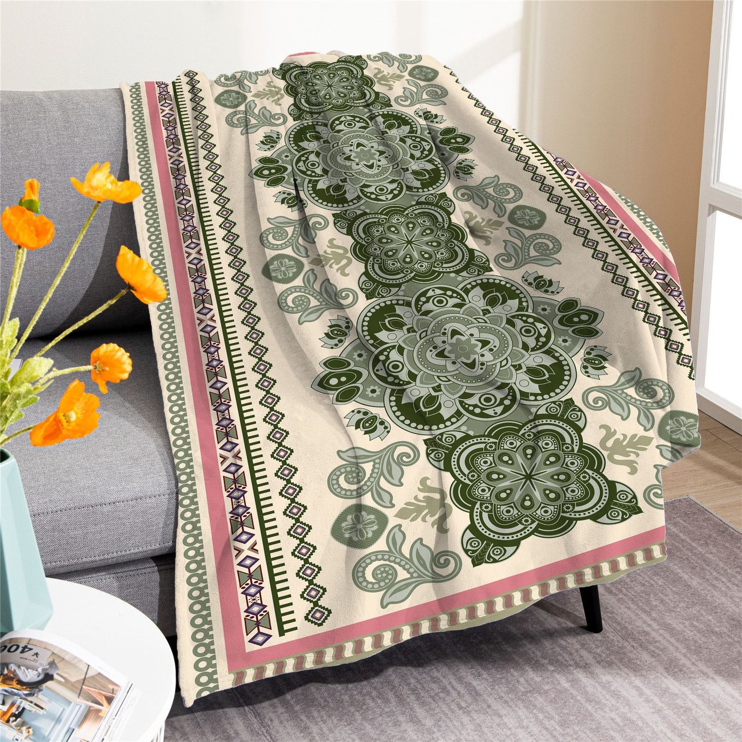 Vintage Boho Fleece Throw Blankets