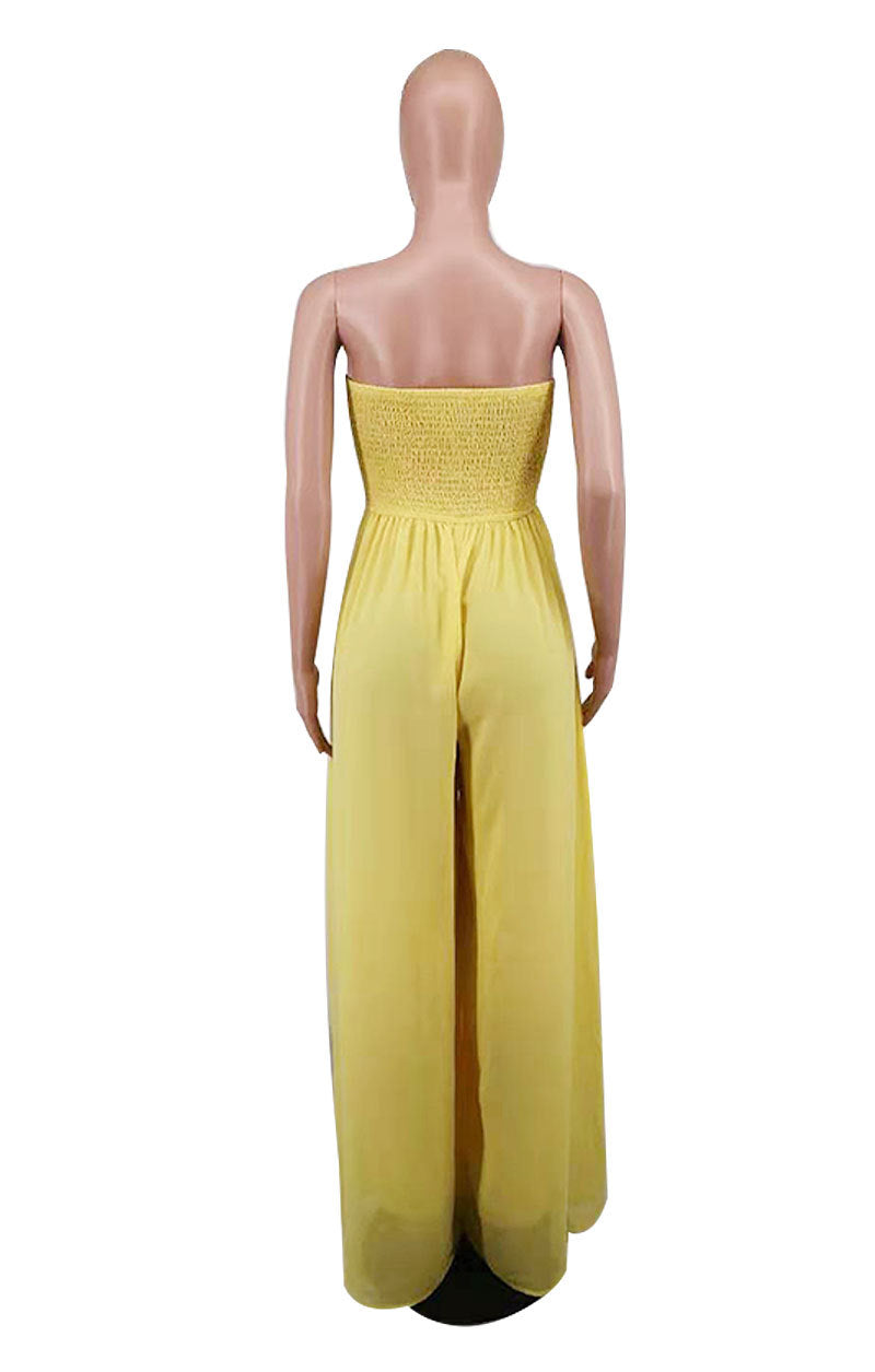 Sexy Strapless High Waist Chiffon Summer Jumpsuits