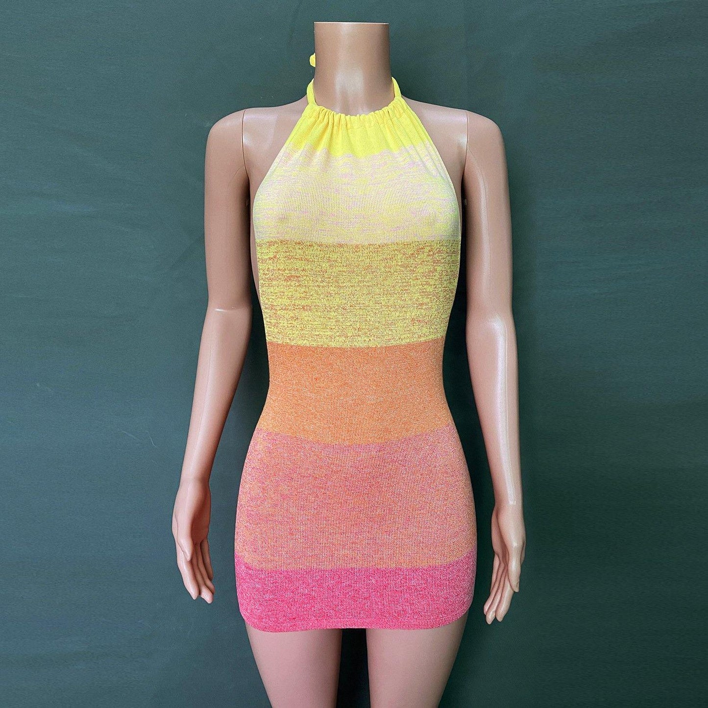 Holiday Sheath Halter Knitting Dresses-STYLEGOING