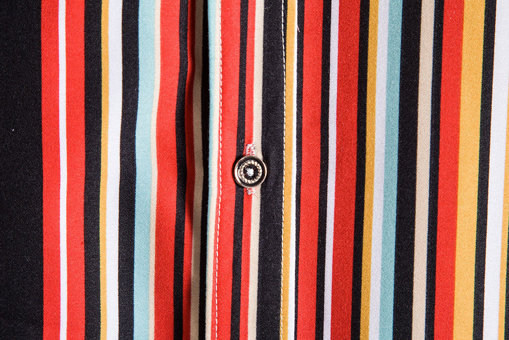 Red Striped Summer Casual Men's Short Sleeve Shirts