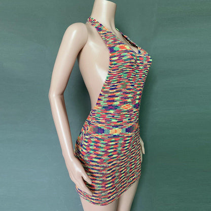 Summer Backless Sexy Knitting Dresses-STYLEGOING