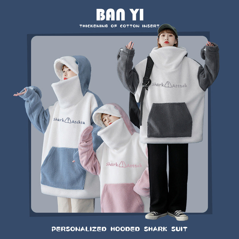 Warm Shark Fleece Plus Sizes Hoodies Top