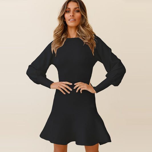 Women Plus Sizes Knitting Winter Dresses-STYLEGOING