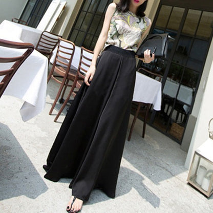 Women High Waist Satin Chiffon Casual Pants