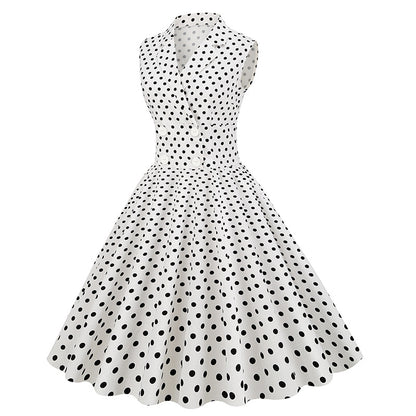 Vintage Sleeveless Polka Dot Dresses
