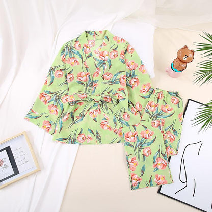 Casual Women Satin Long Sleeves Fall Pajamas for Women