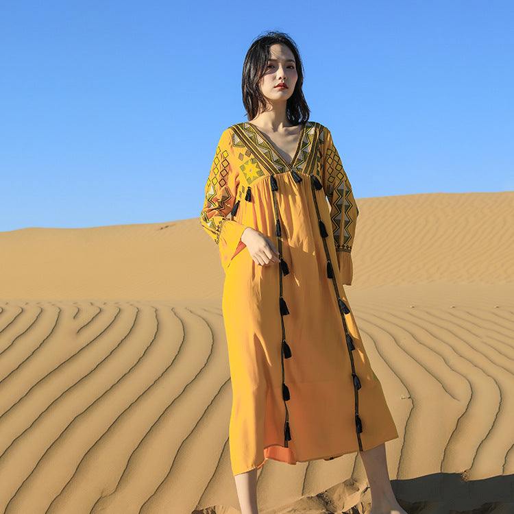 Vintage Ethnic Summer Beach Fairy Long Dresses