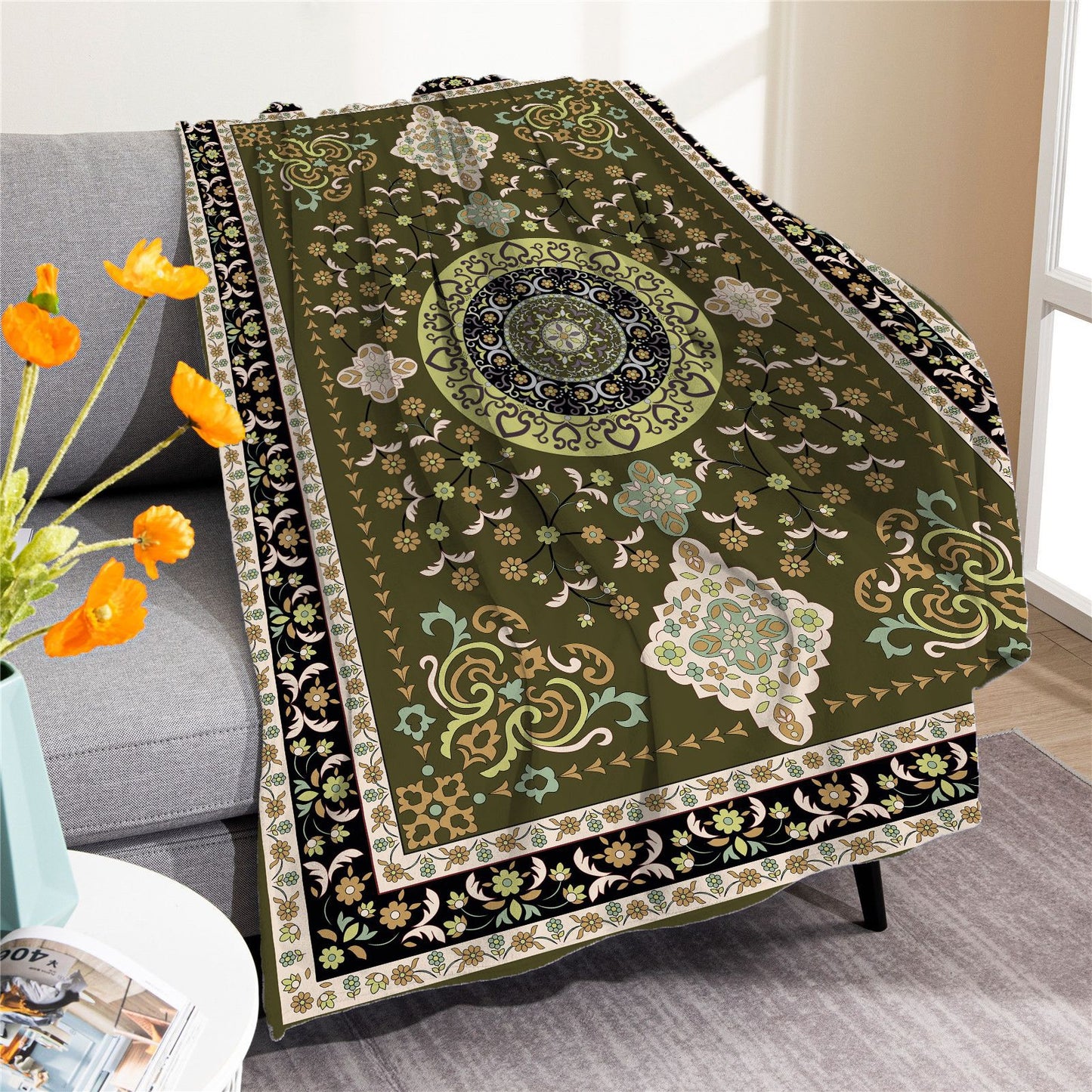 Vintage Boho Fleece Throw Blankets