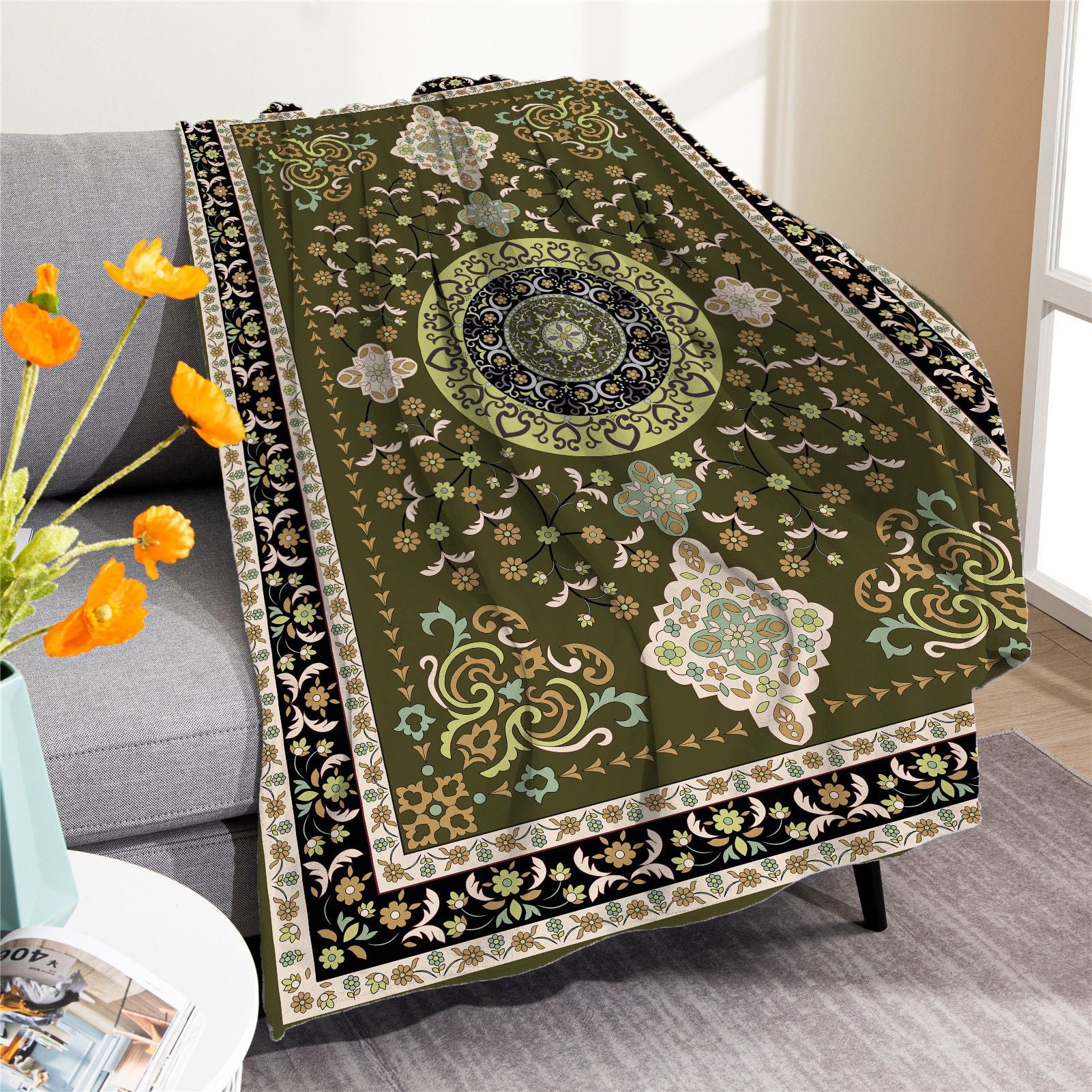 Vintage Boho Fleece Throw Blankets