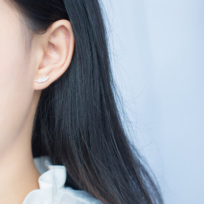 Feather Design Sterling Silver Studs for Women