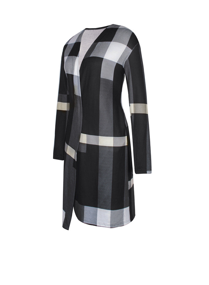 Fashion Plaid Design Fall Long Coats for Women