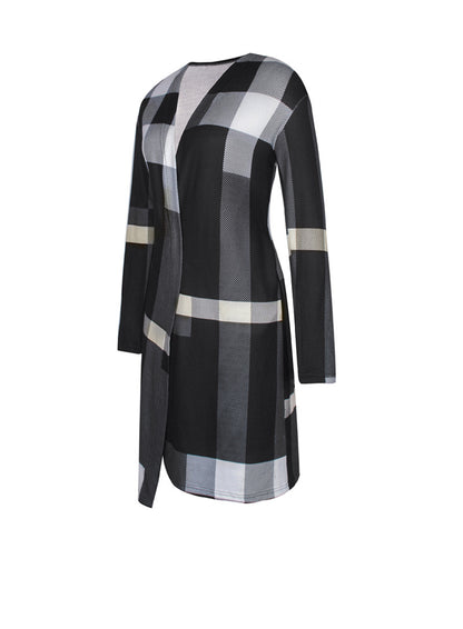 Fashion Plaid Design Fall Long Coats for Women