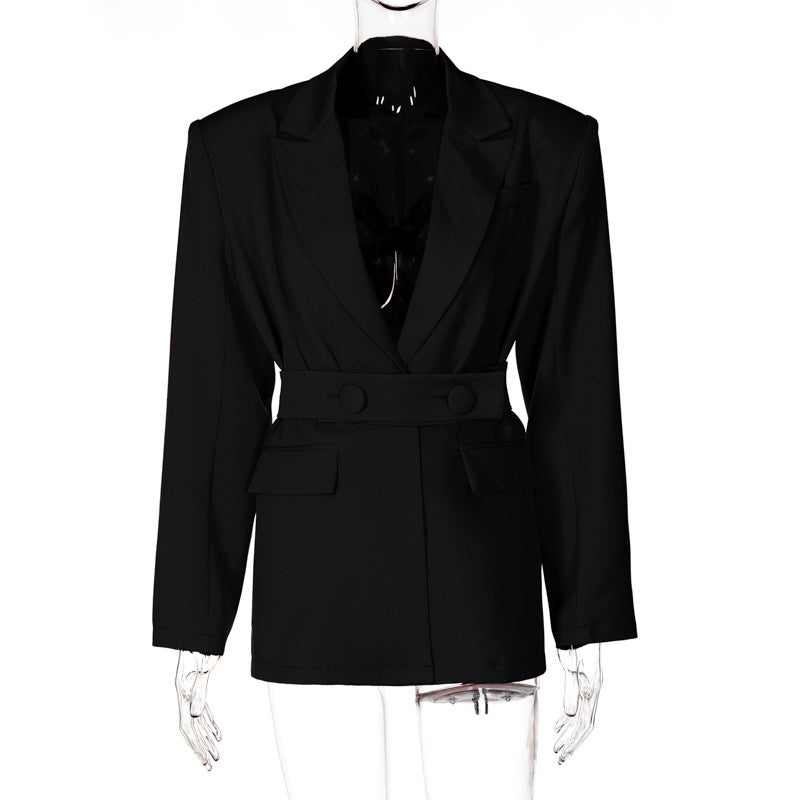 Classy Turnover Collar Blazer for Women