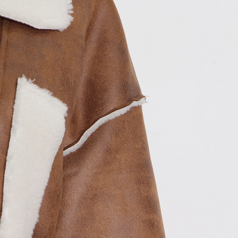 Luxury Motorcycle Sheep Fleece Jacket Coat for Winter