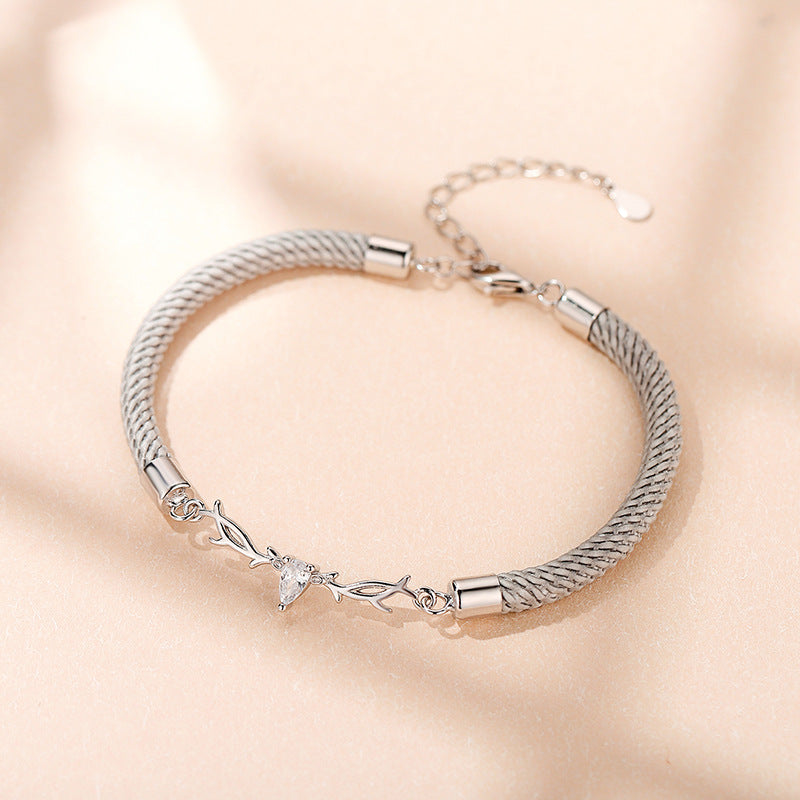 You Always Here Designed His and Hers Couple Silver Bracelets
