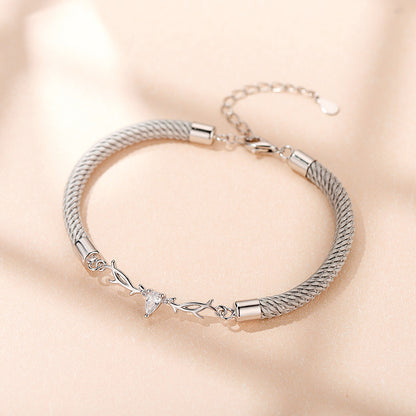 You Always Here Designed His and Hers Couple Silver Bracelets