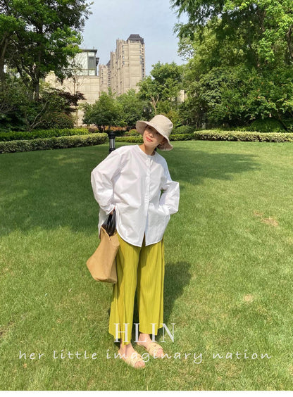 Fairy Light Green High Waist Summer Pants for Women