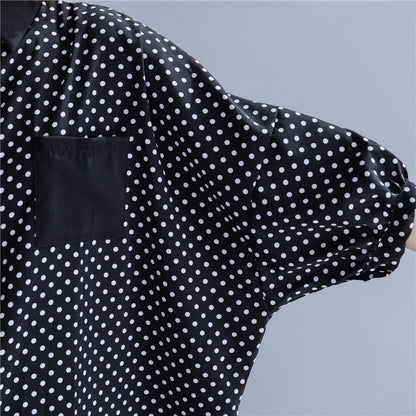 Summer Dot Print Chiffon Long Sleeves Shirts