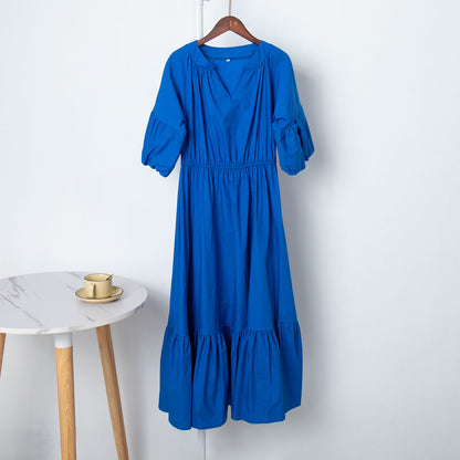 Women High Waist A Line Midi Dresses