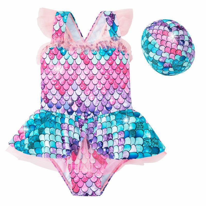 Girls One Piece Mermaid Pricess Swimwear-STYLEGOING