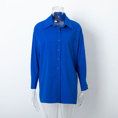 Casual Long Sleeves Shirts and Wide Legs Pants Suits
