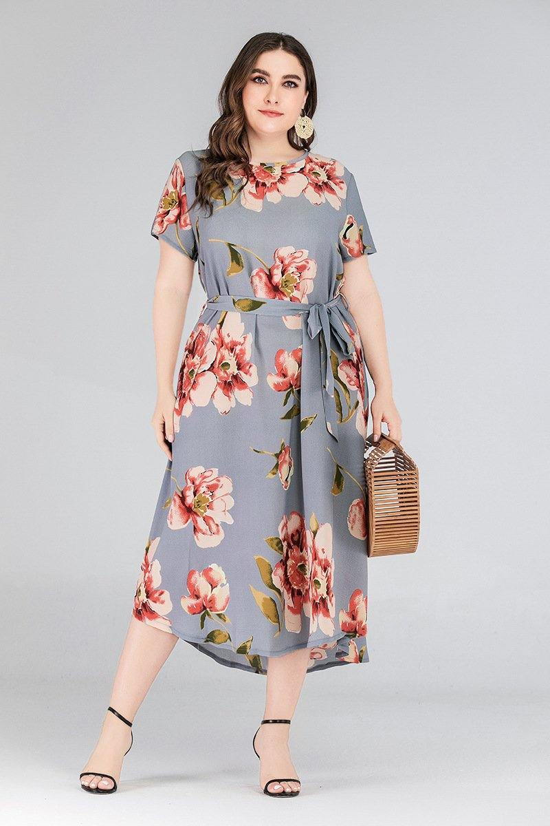 Plus Sizes Short Sleeves Long Dresses-STYLEGOING