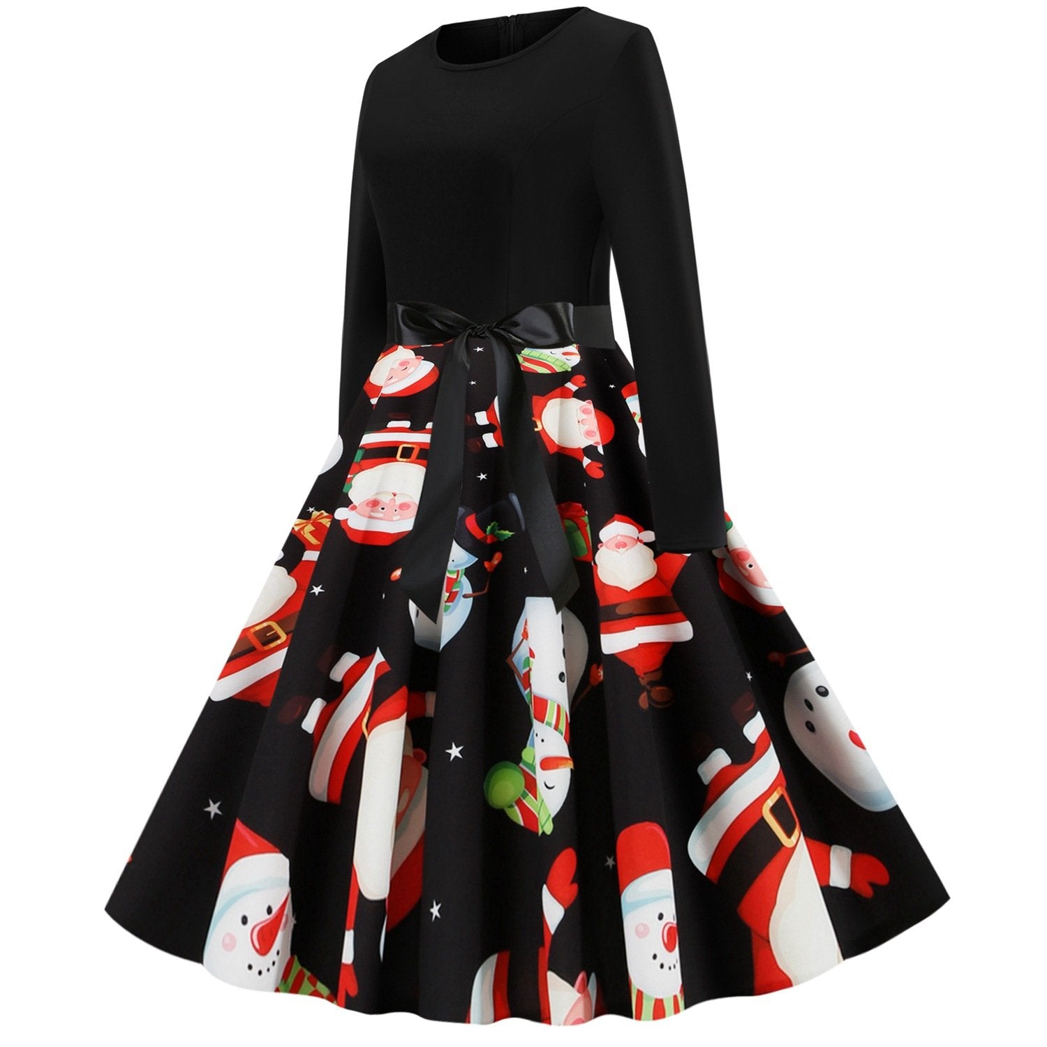 Christmas Snowman Vintage Long Sleese Dresses-STYLEGOING