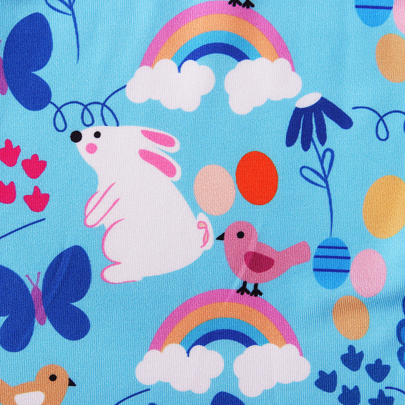 Easter Day Summer Girls Dresses Withe Letter&rabbit Design