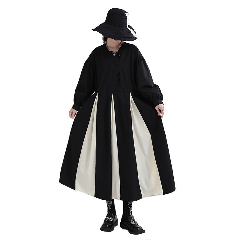 Women Black&white Fall Long Cozy Dresses