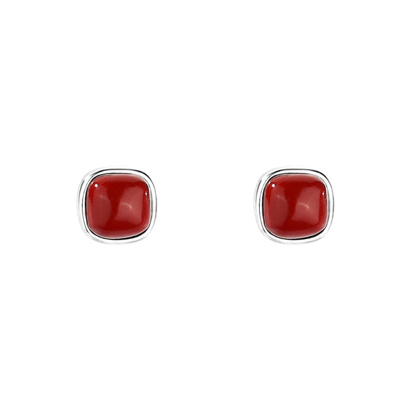Red Vintage Sliver Earring Stud for Women