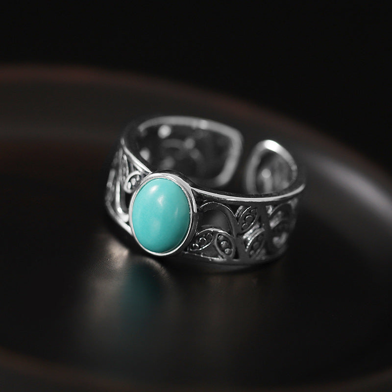Antique Hollow Out Flower Design Silver Rings for Women