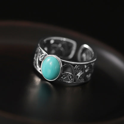 Antique Hollow Out Flower Design Silver Rings for Women