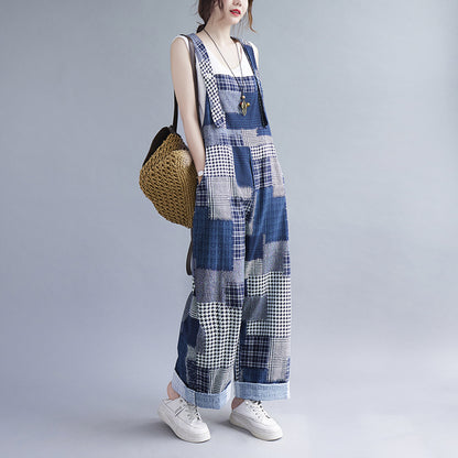 Vintage Plus Sizes Women Denim Suspender Pants