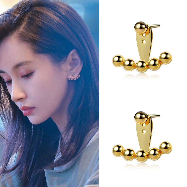 Round Peas Shaped Sterling Sliver Earrlngs for Women