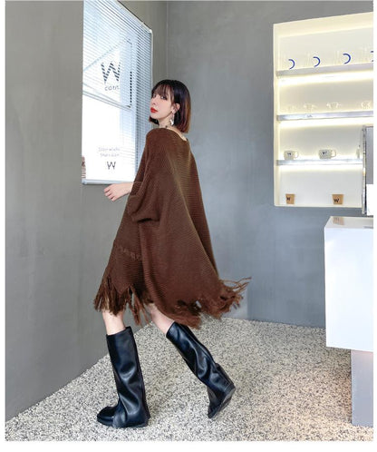 Irregular Women Batwing Casual Fall Short Knitting Dresses