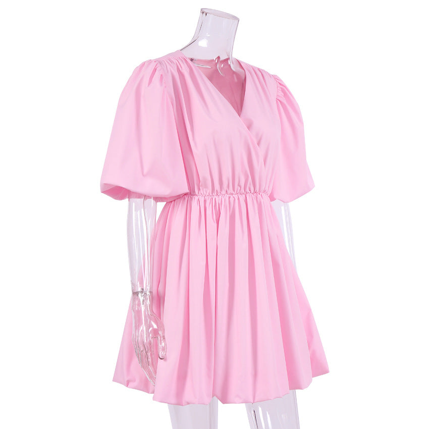Summer Puff Sleeves Women Mini Dresses