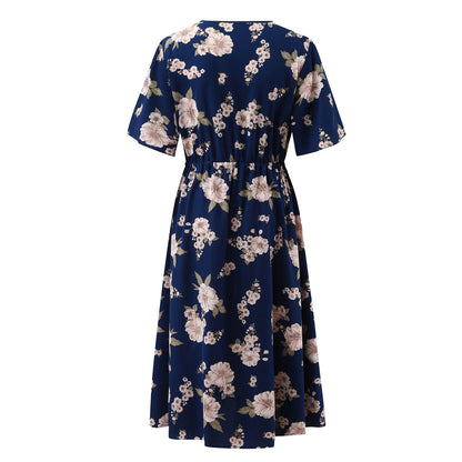 Women Chiffon Short Sleeves Plus Sizes Dresses