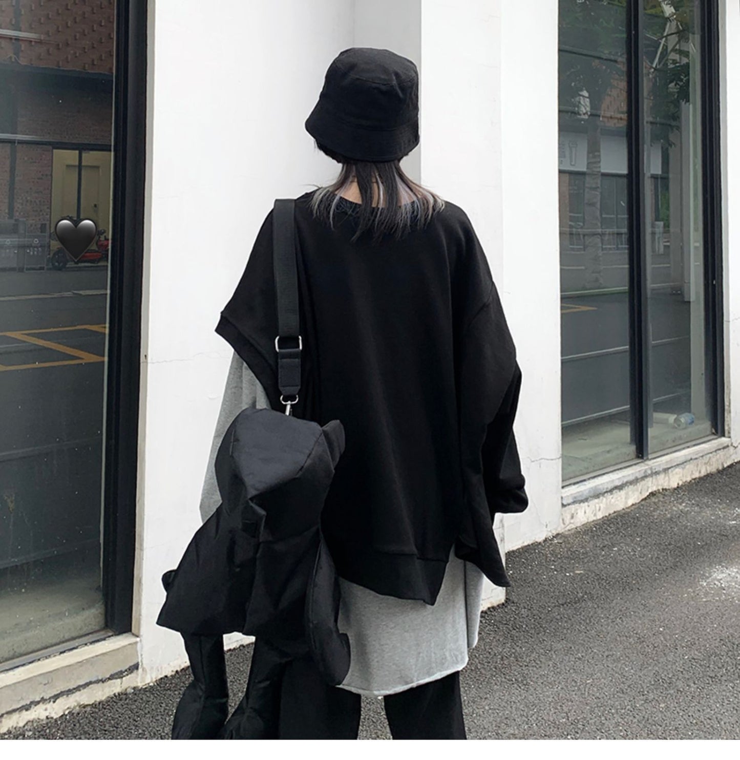 Leisure Loose Black&Gray Sweaters-STYLEGOING