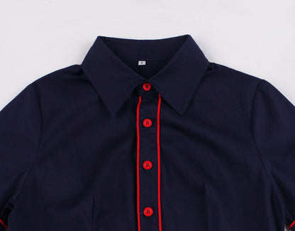 Vintage Short Sleeves Shirt Dresses-STYLEGOING