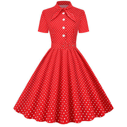 Vintage Polka Dot Short Sleeves Dresses