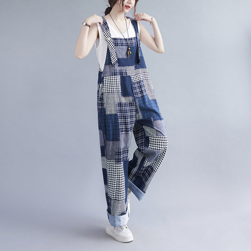 Vintage Plus Sizes Women Denim Suspender Pants