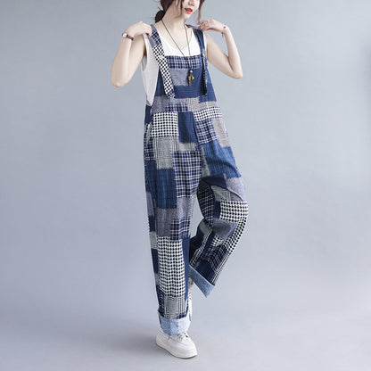 Vintage Plus Sizes Women Denim Suspender Pants