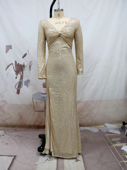 Sexy Long Sleeves Sequined Evening Dresses