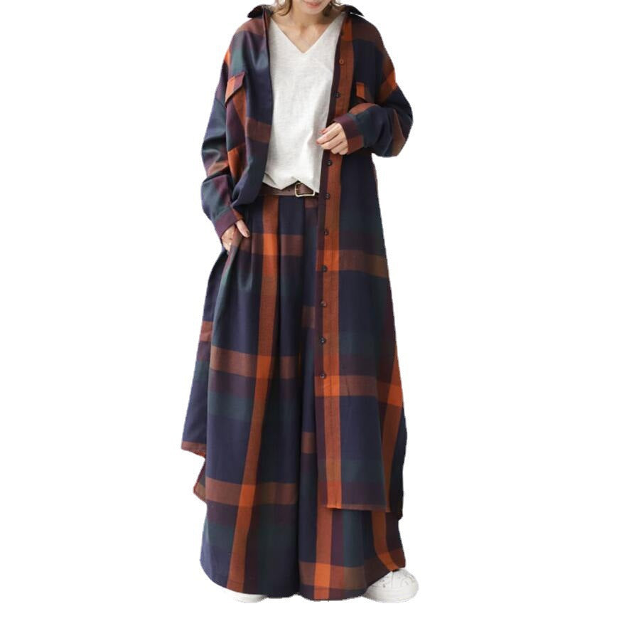 Classy Women Long Sleeves Shirts and Wide Legs Pants