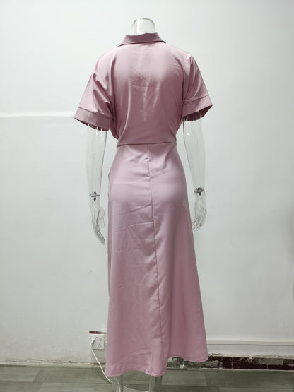 Summer Women Midi Length Shirts Dresses
