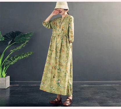 Vintage Cotton Women Plus Sizes Long Dresses
