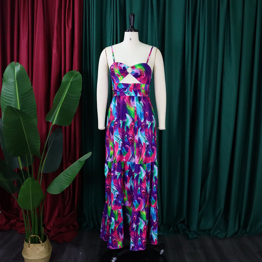 Sexy Floral Print Summer Long Holiday Dresses