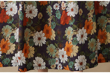 Vintage Flowers Design Summer Short Sleeves Long Cozy Dresses