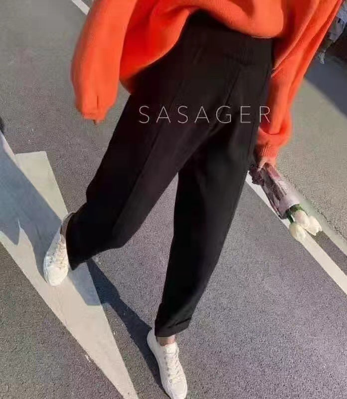 Casual High Waist Winter Knitting Harem Wide Legs Pants