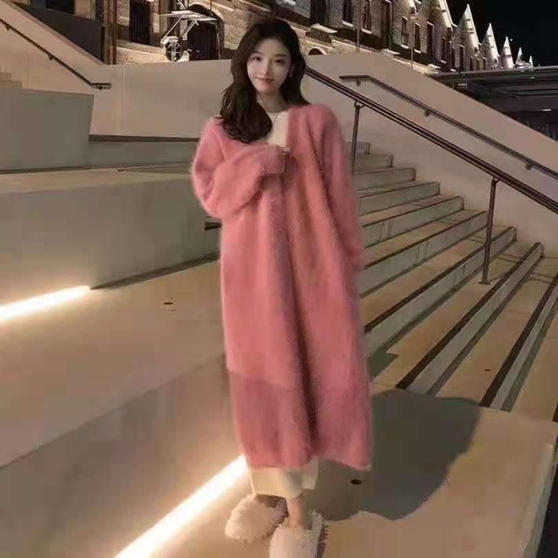 Women Winter Warm Velvet Long Cardigan Overcoat-STYLEGOING